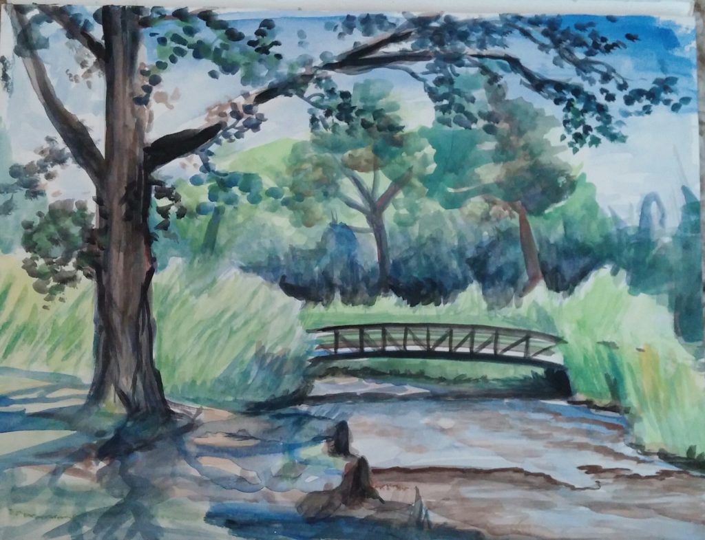 This is the painting I was doing when Jim took my picture. 11"x14" watercolor.