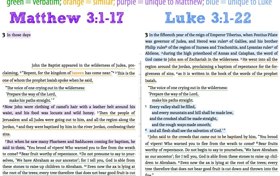 A Comparison of Luke 3 with Matthew 3 | John the Baptist and Jesus’ Baptism