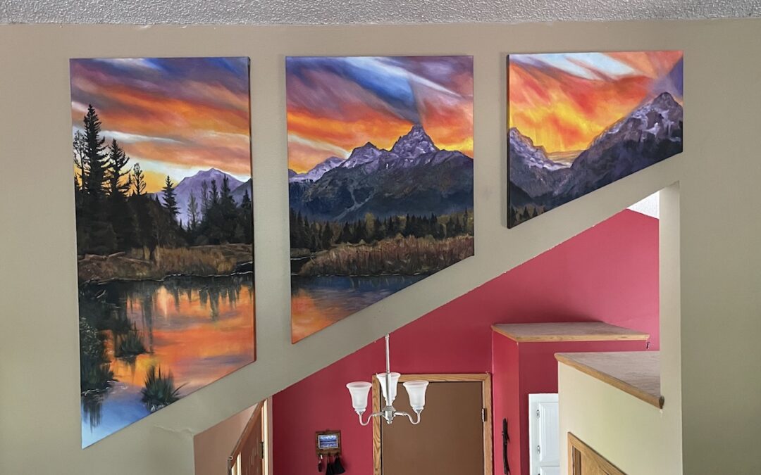 Grand Tetons Oil Painting Triptych