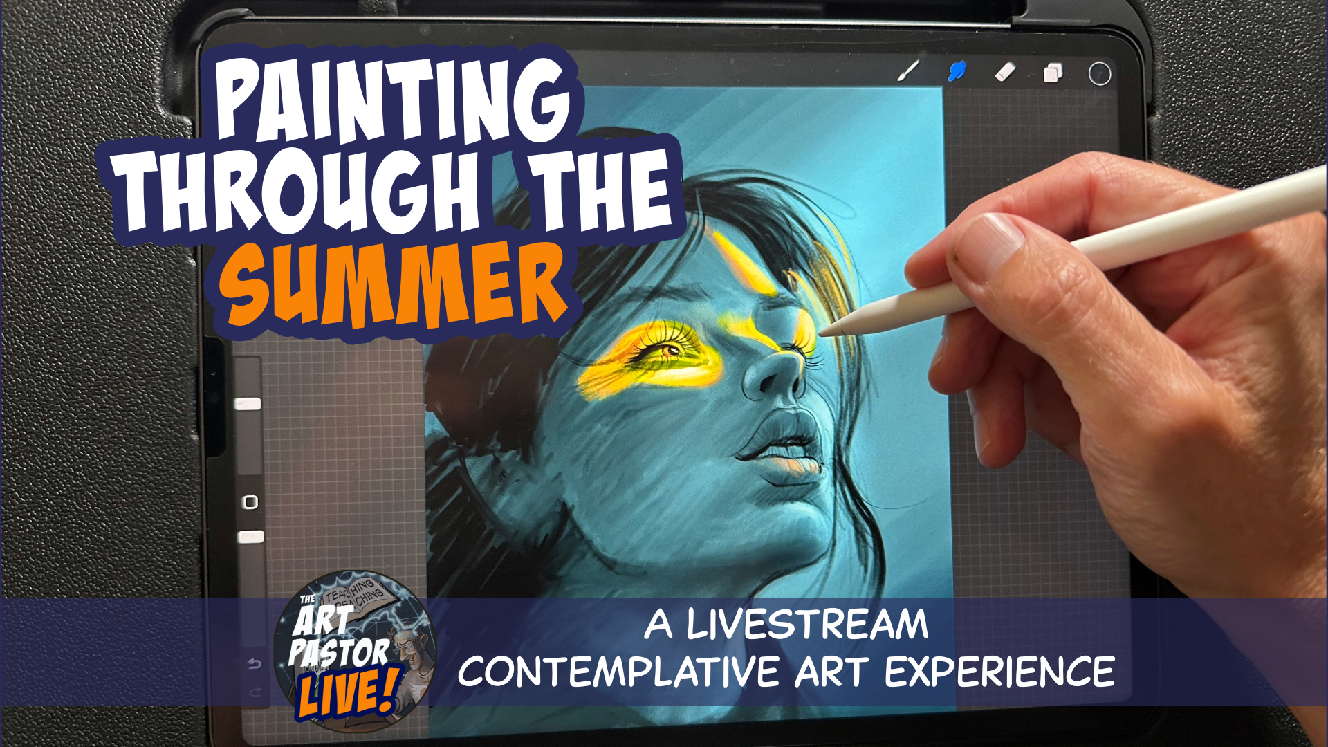 7-10-25 thumbnail FINAL Drawing with Feeling, A livestream drawing session. expressive portrait of young man