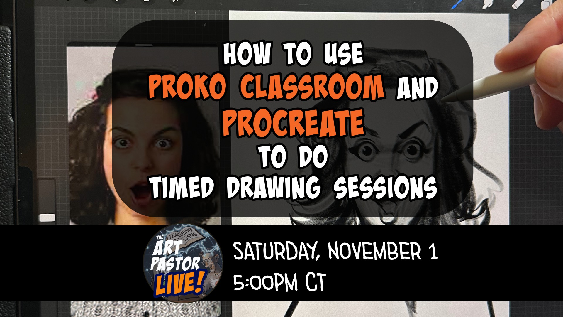 Drawing with Feeling, A livestream drawing session. expressive portrait of young man